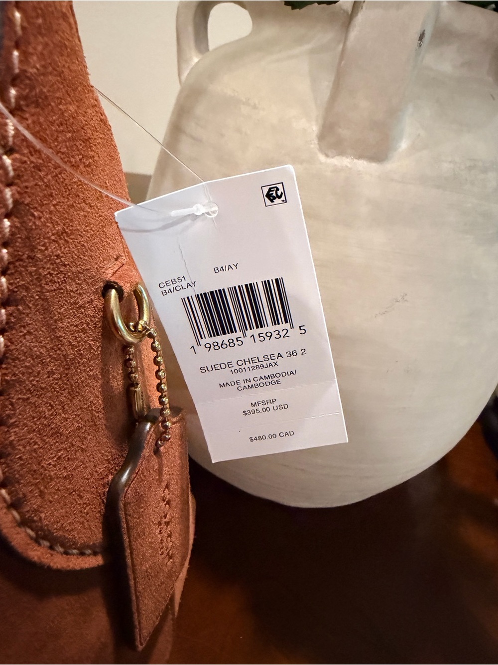 NWT Coach Suede Chelsea 36 in Clay plus bag insert - Picture 3 of 13